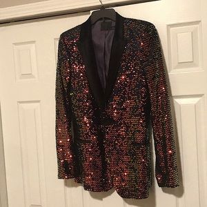 Mens ASOS EXCLUSIVE Edition Iridescent Sequin  Blazer w/ Power Shoulder.